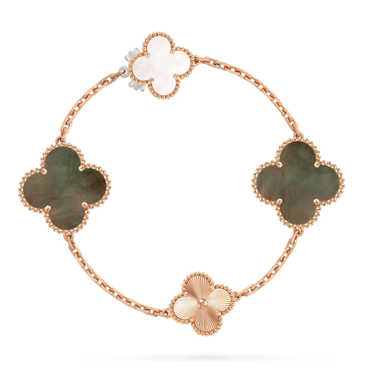 [Lume Jewels]DETACHABLE CLOVER 15(11+4) FLOWER ROSE GOLD NECKLACE SET
