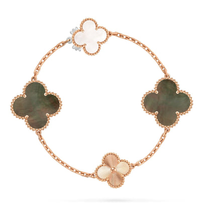 [Lume Jewels]DETACHABLE CLOVER 15(11+4) FLOWER ROSE GOLD NECKLACE SET