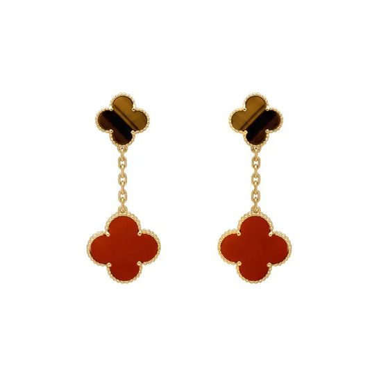 ¡®Lume Jewels¡¯CLOVER  2 MOTIF  TIGER EYE CARNELIAN EARRINGS