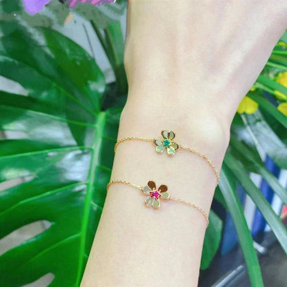 ¡®Lume Jewels¡¯FRIVOLE GOLD FLOWER PINK MALACHITE BRACELET