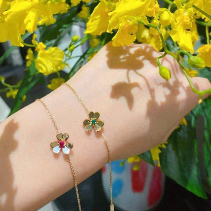 ¡®Lume Jewels¡¯FRIVOLE GOLD FLOWER PINK MALACHITE BRACELET
