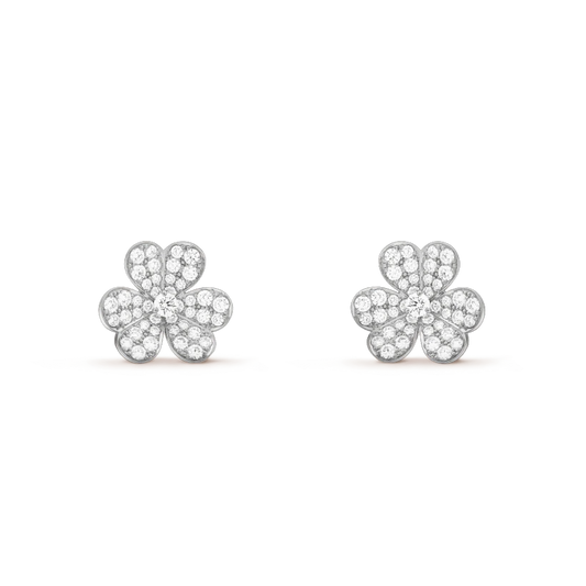 ¡®Lume Jewels¡¯FRIVOLE SILVER FLOWER DIAMOND EARRINGS