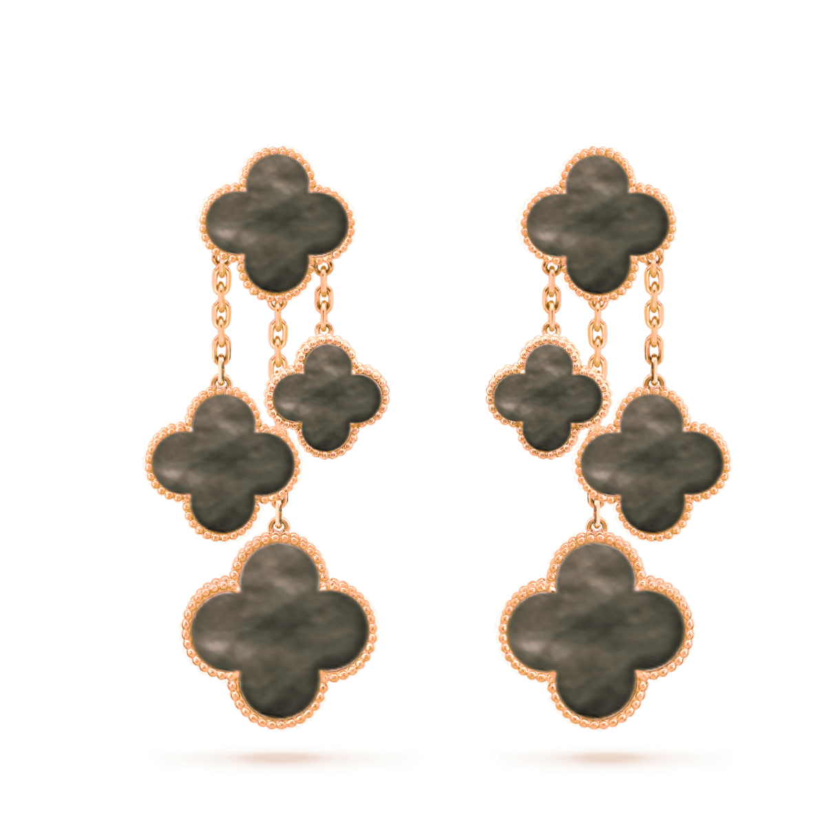 ¡®Lume Jewels¡¯CLOVER EARRINGS DARK MOP 4 MOTIFS ROSE GOLD