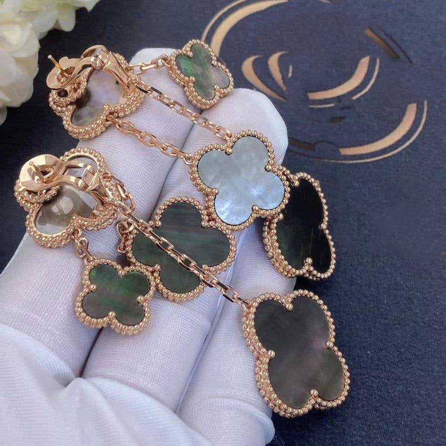 ¡®Lume Jewels¡¯CLOVER EARRINGS DARK MOP 4 MOTIFS ROSE GOLD