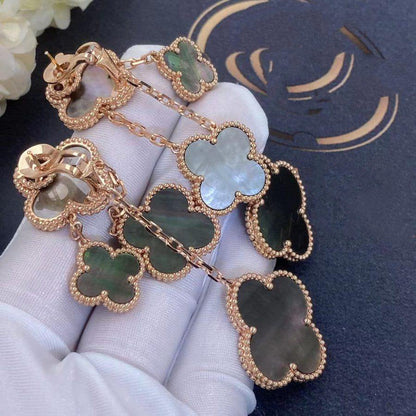 ¡®Lume Jewels¡¯CLOVER EARRINGS DARK MOP 4 MOTIFS ROSE GOLD