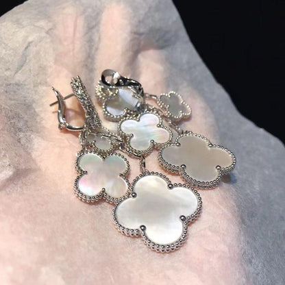 ¡®Lume Jewels¡¯CLOVER EARRINGS WHITE MOP 4 MOTIFS SILVER
