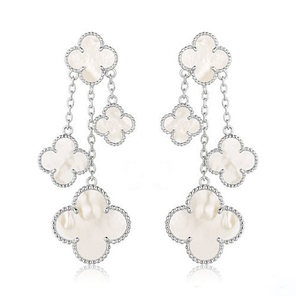 ¡®Lume Jewels¡¯CLOVER EARRINGS WHITE MOP 4 MOTIFS SILVER