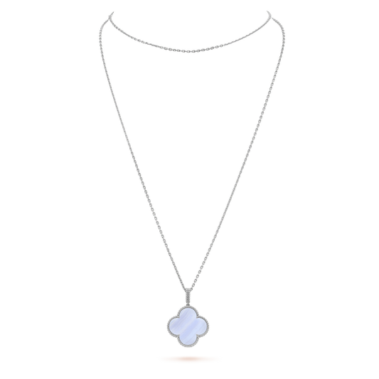 ¡®Lume Jewels¡¯CLOVER SILVER CHALCEDONY BIG CLOVER NECKLACE