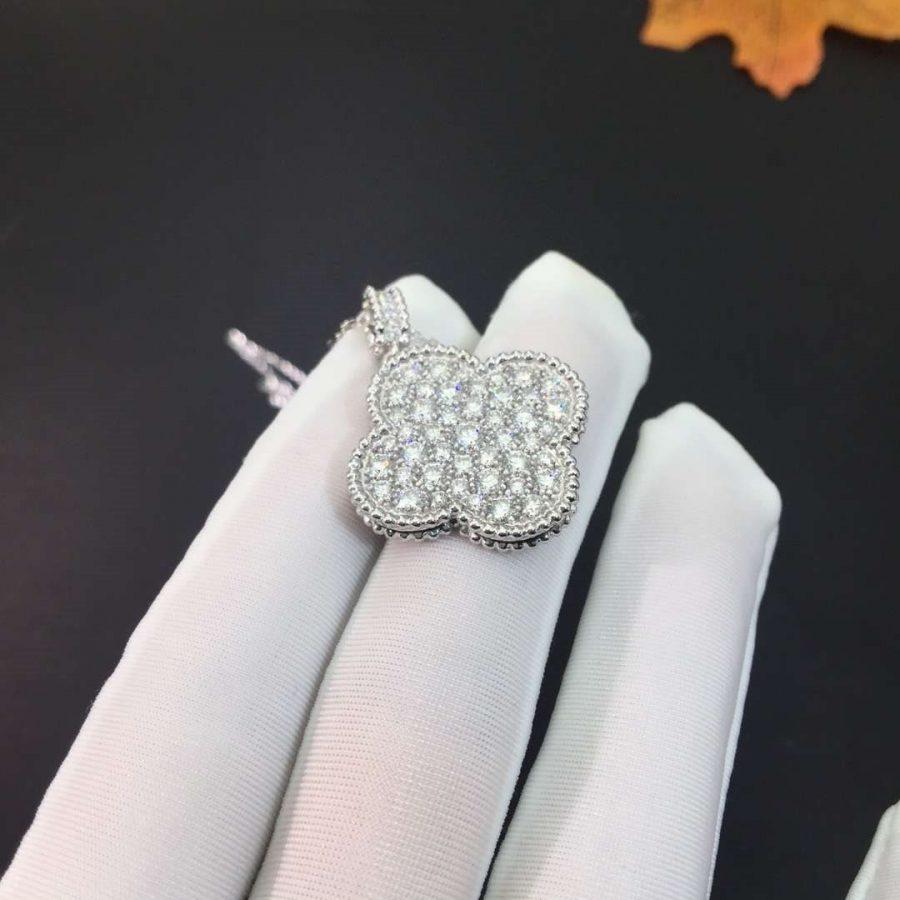 ¡®Lume Jewels¡¯CLOVER 25MM SILVER FULL DIAMOND BIG CLOVER NECKLACE