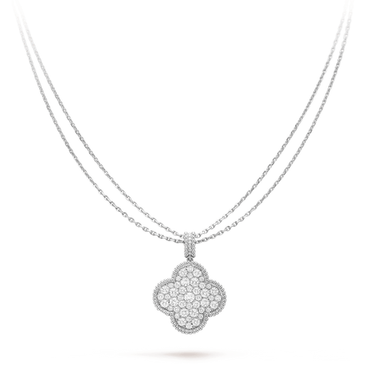 ¡®Lume Jewels¡¯CLOVER 25MM SILVER FULL DIAMOND BIG CLOVER NECKLACE