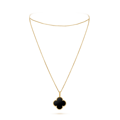 ¡®Lume Jewels¡¯CLOVER 25MM GOLD ONYX BIG CLOVER NECKLACE