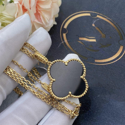 ¡®Lume Jewels¡¯CLOVER 25MM GOLD ONYX BIG CLOVER NECKLACE