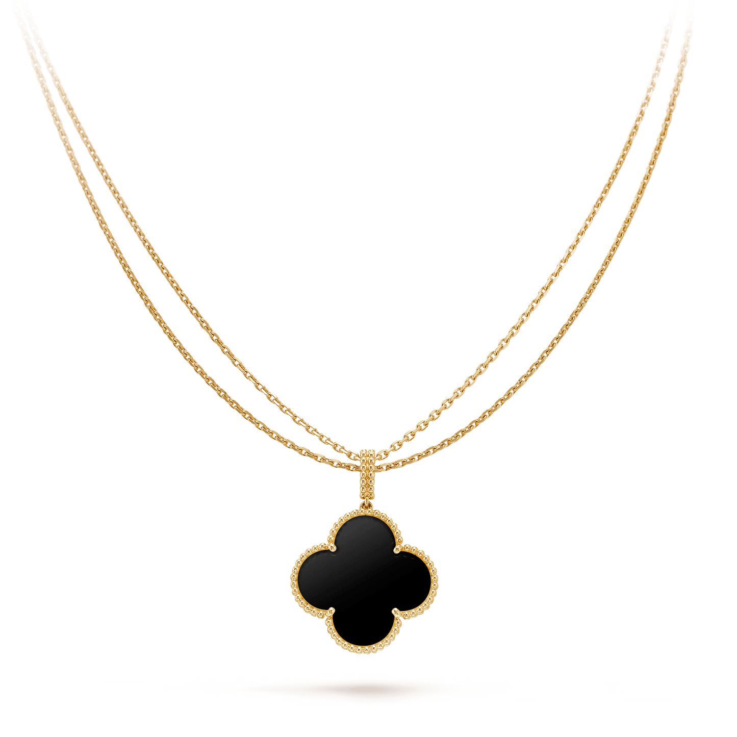 ¡®Lume Jewels¡¯CLOVER 25MM GOLD ONYX BIG CLOVER NECKLACE