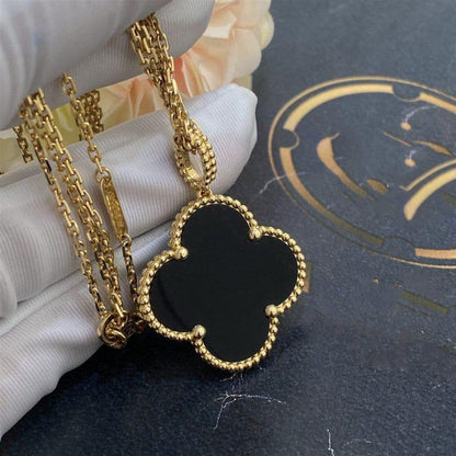 ¡®Lume Jewels¡¯CLOVER 25MM GOLD ONYX BIG CLOVER NECKLACE