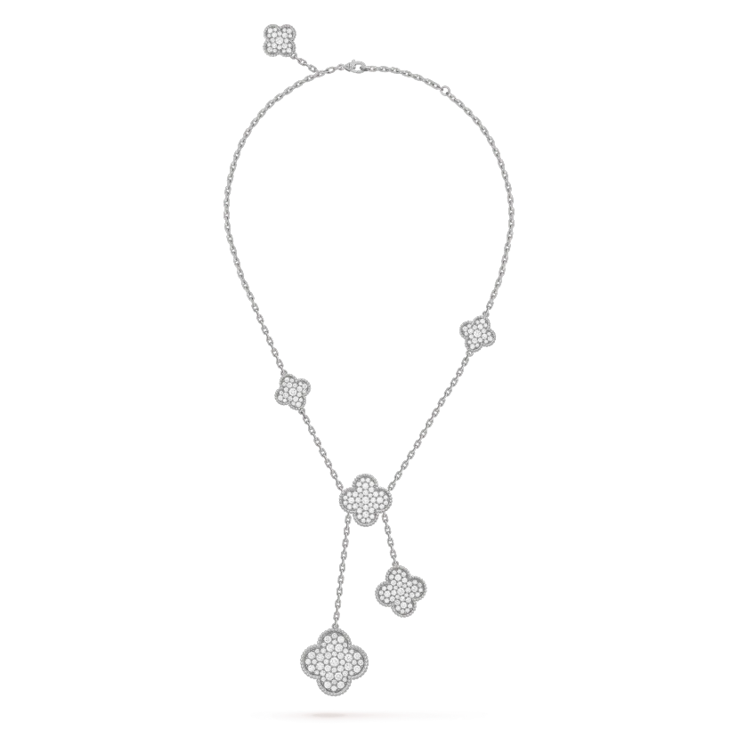 ¡®Lume Jewels¡¯CLOVER 5 MOTIFS SILVER DIAMONDS NECKLACE