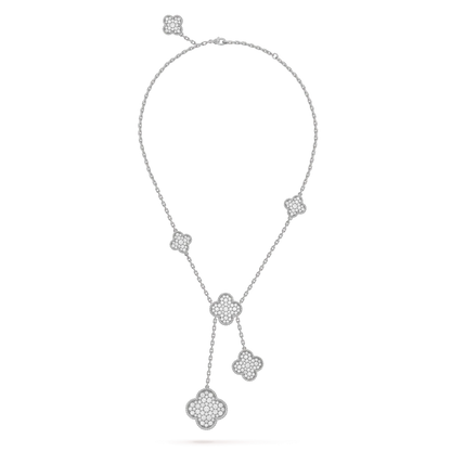 ¡®Lume Jewels¡¯CLOVER 5 MOTIFS SILVER DIAMONDS NECKLACE