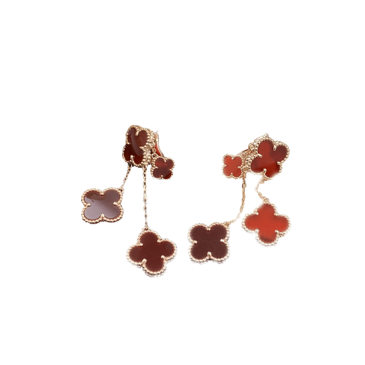 ¡®Lume Jewels¡¯CLOVER EARRINGS CARNELIAN 4 MOTIFS PINK GOLD