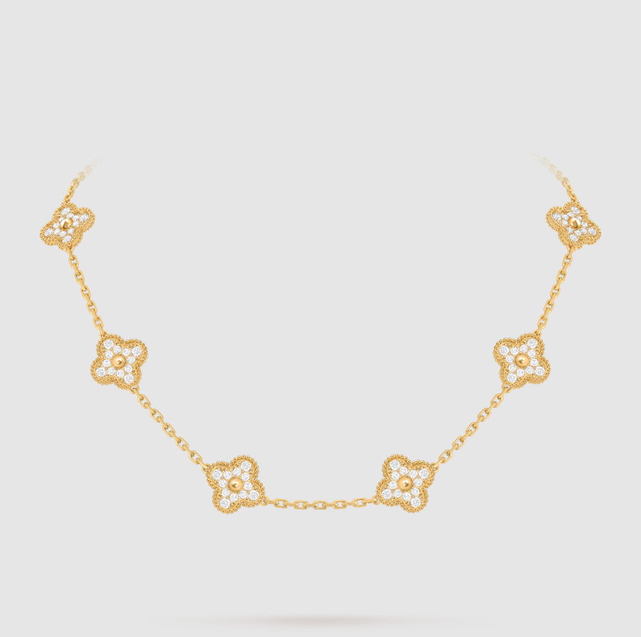 [¡®Lume Jewels¡¯]CLOVER 10 MOTIFS FULL DIAMOND NECKLACE