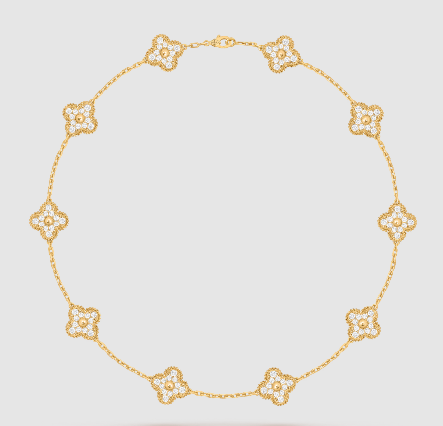 [¡®Lume Jewels¡¯]CLOVER 10 MOTIFS FULL DIAMOND NECKLACE
