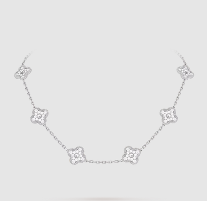 [¡®Lume Jewels¡¯]CLOVER 10 MOTIFS FULL DIAMOND NECKLACE