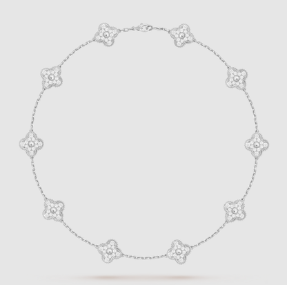 [¡®Lume Jewels¡¯]CLOVER 10 MOTIFS FULL DIAMOND NECKLACE