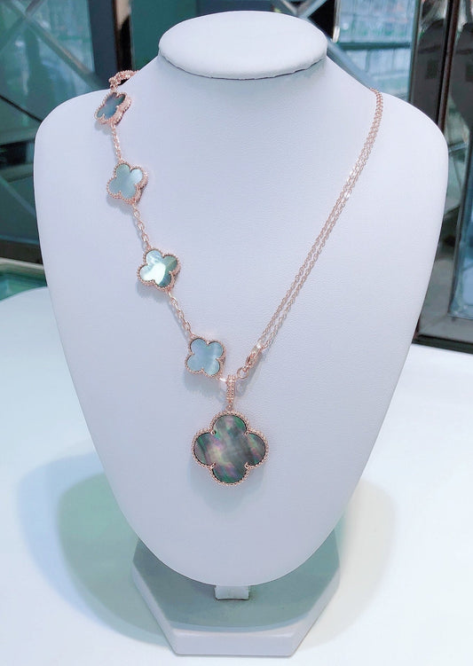 ¡®Lume Jewels¡¯COMBINED BRACELET 5 MOTIFS AND NECKLACE DARK MOP ROSE GOLD