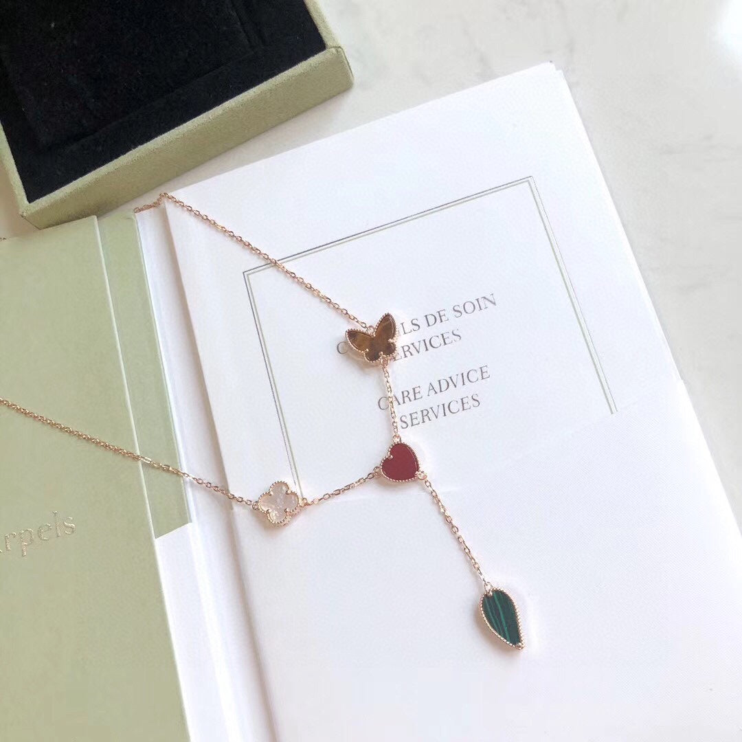 ¡®Lume Jewels¡¯LUCKY SPRING 4 MOTIFS ROSE GOLD NECKLACE