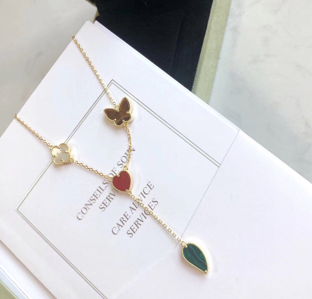 ¡®Lume Jewels¡¯LUCKY SPRING 4 MOTIFS ROSE GOLD NECKLACE