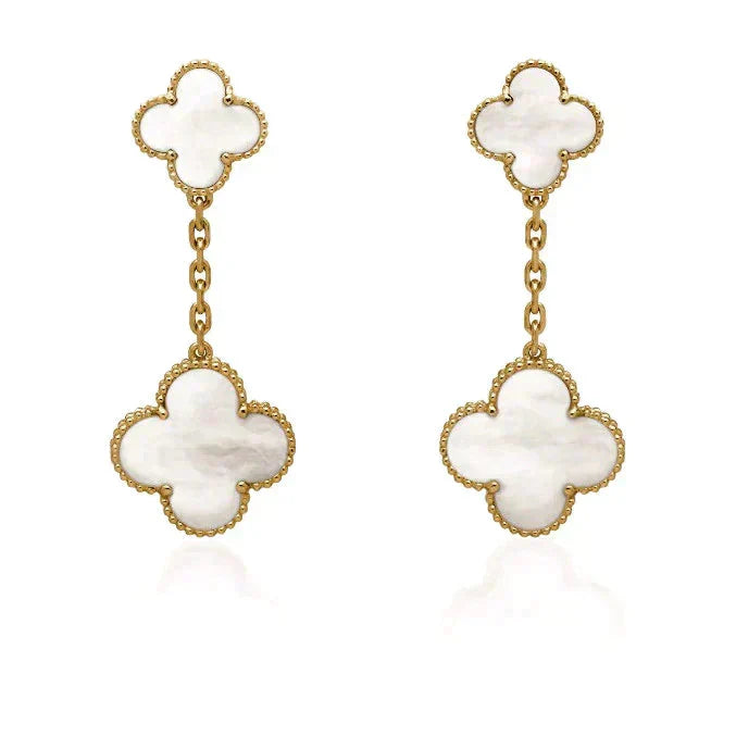 ¡®Lume Jewels¡¯CLOVER 2 MOTIF WHITE MOP EARRINGS