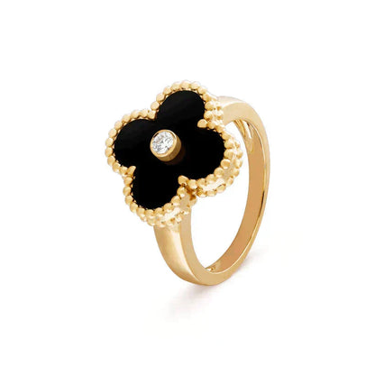 ¡®Lume Jewels¡¯CLOVER ONYX RING GOLD DIAMOND