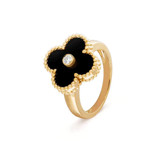 ¡®Lume Jewels¡¯CLOVER ONYX RING GOLD DIAMOND