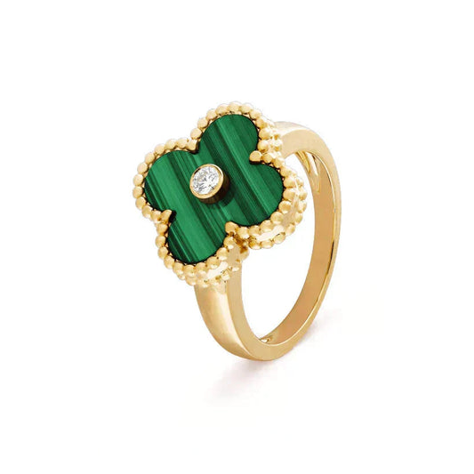 ¡®Lume Jewels¡¯CLOVER MALACHITE RING GOLD DIAMOND